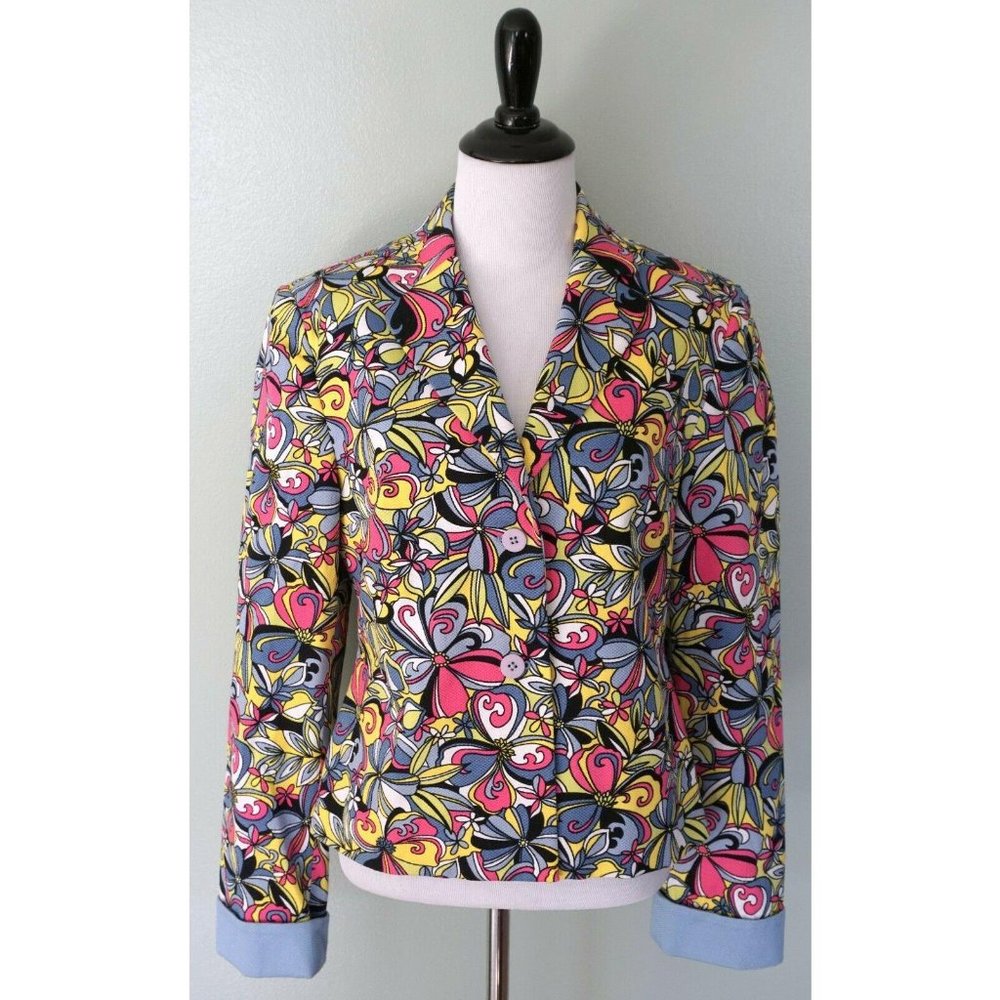 Last Chance! MADISON STUDIO Floral Pink Blue Yellow Blazer Coat